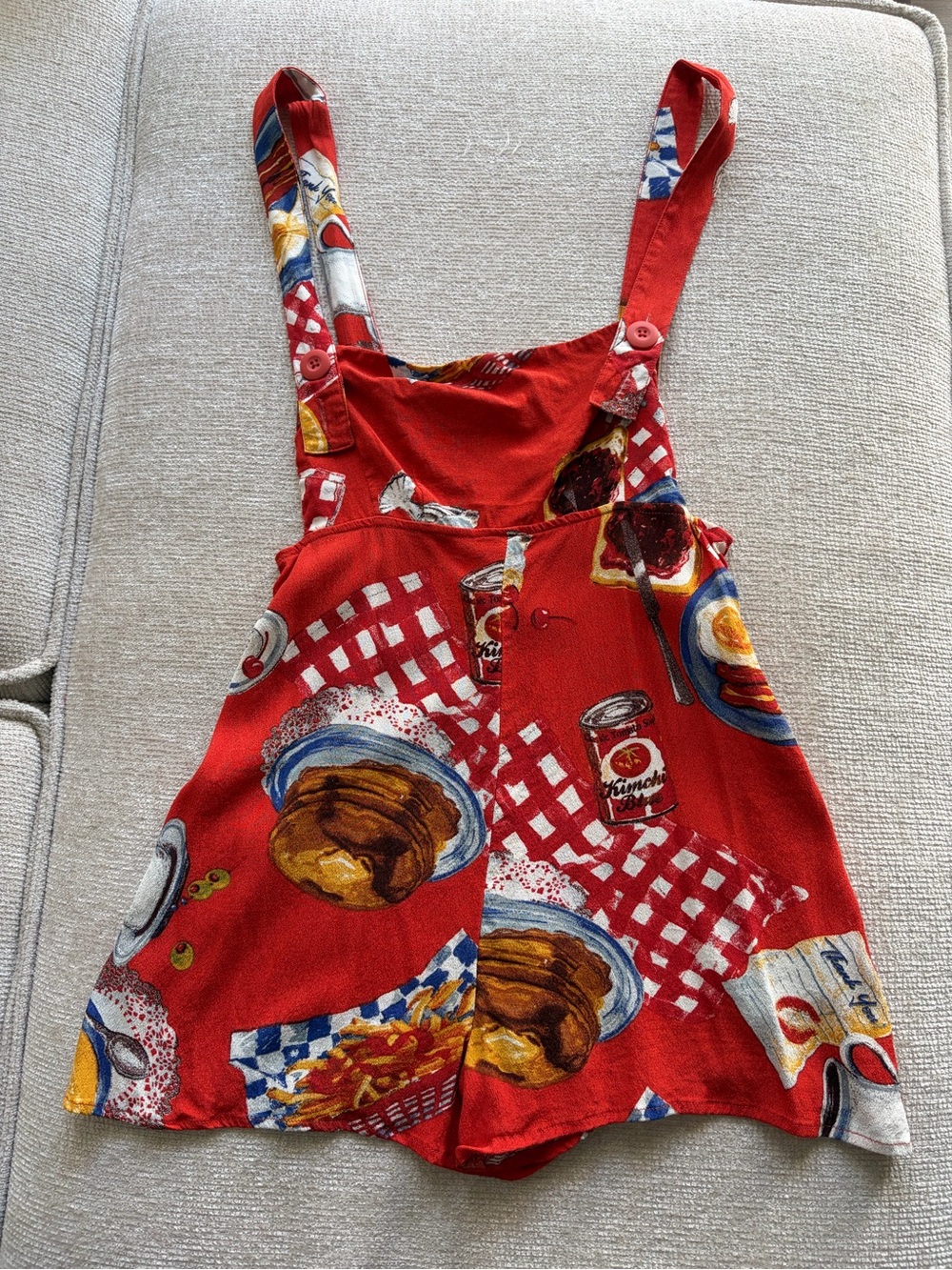Urban Outfitters Red Vintage Diner Print Pinafore Romper